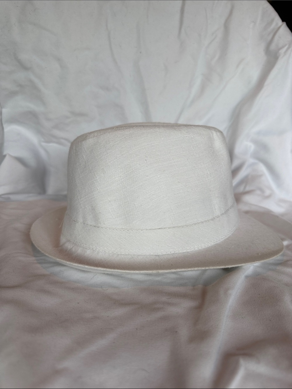 Classic White Linen Trilby Hat